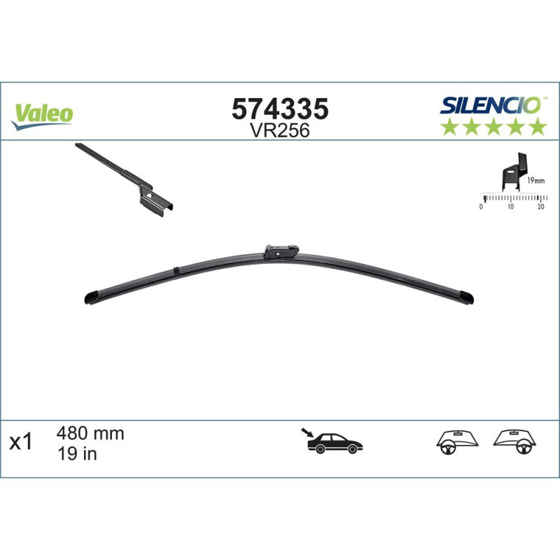 Stergator Luneta Valeo Silencio Flat 480 Mm Vr256