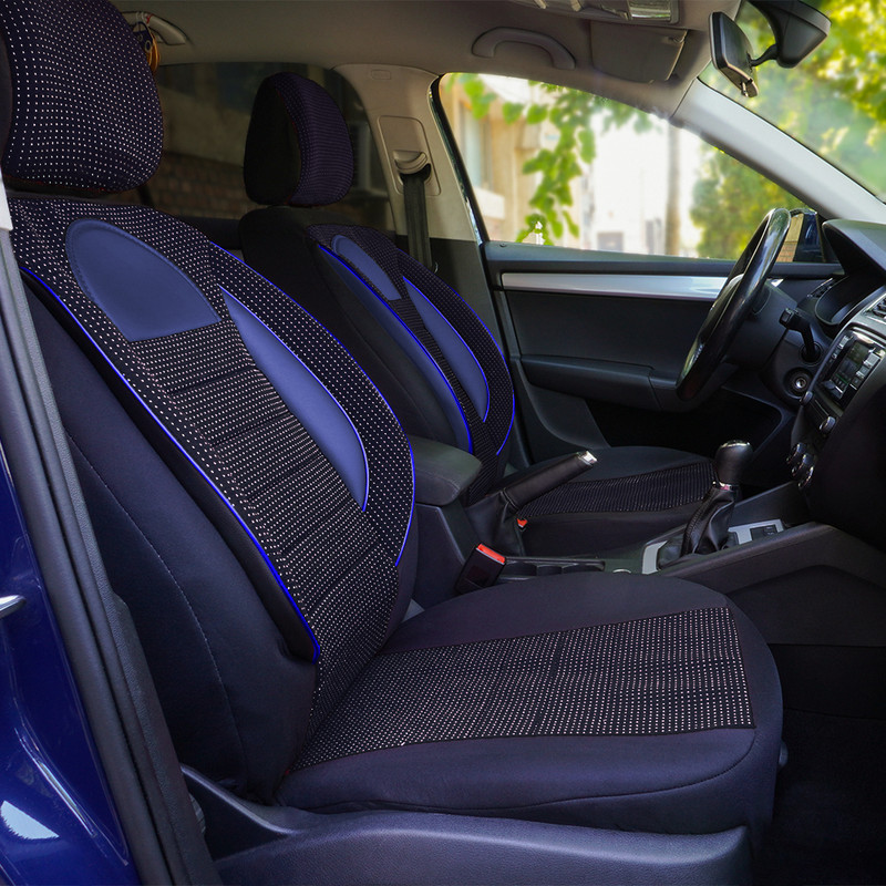 Set Huse Scaun Racing Negru - Albastru