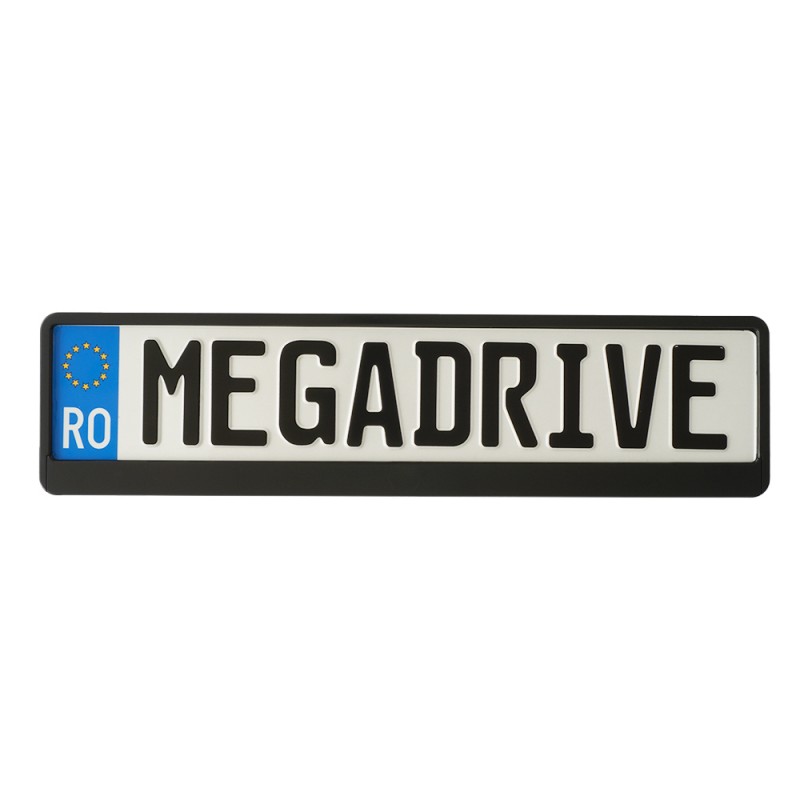 Suport Numar Inmatriculare Mega Drive Metalizat Negru 1 Buc