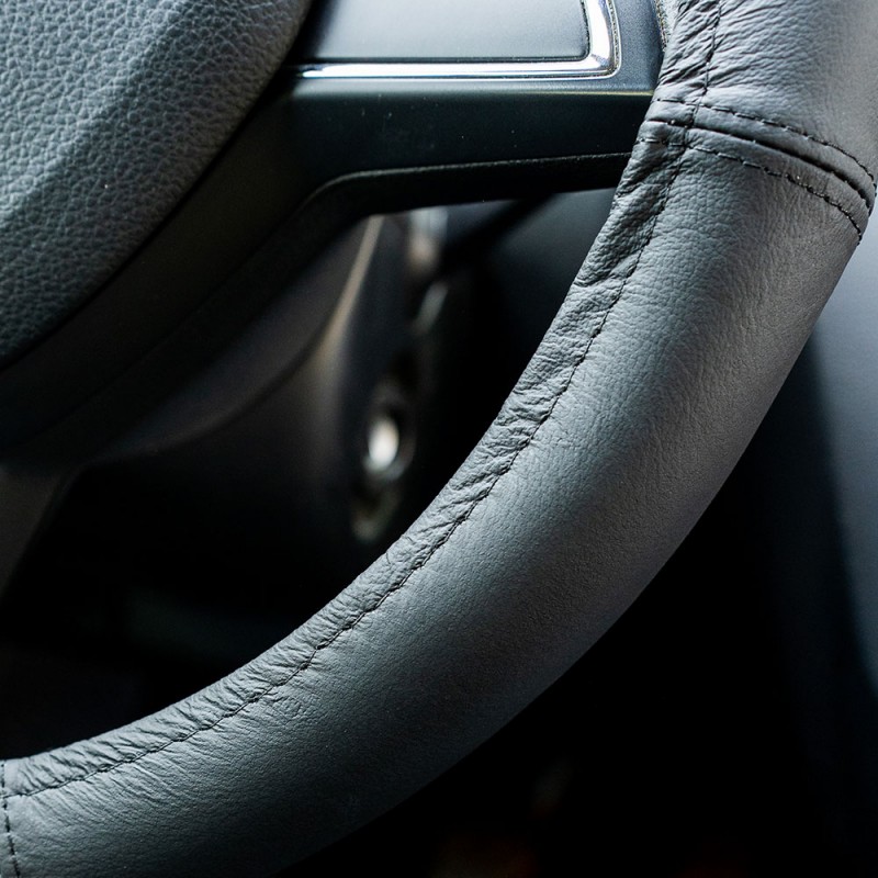 Husa Volan Piele Naturala Negru 39-41 Cm