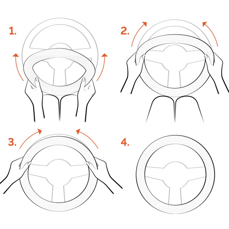 Husa Volan Piele Naturala Negru 49-51 Cm
