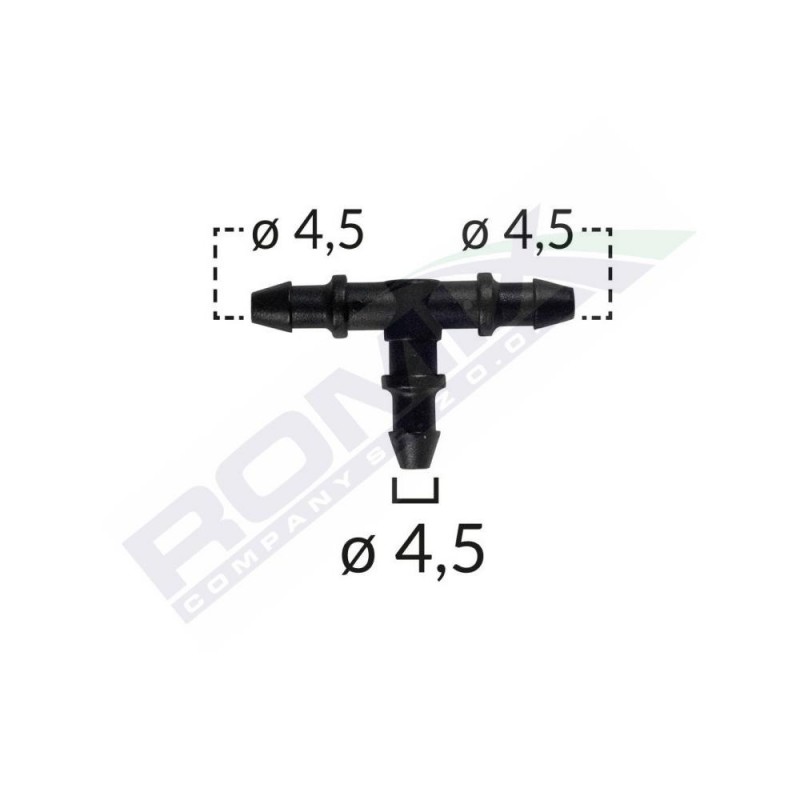 Conector Furtun Teu Universal 4.5Mm - Negru Set 10 Buc