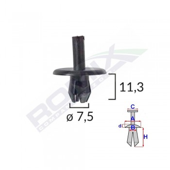 Clips Fixare Pentru Alfa Romeo/Fiat 7.5X11.3Mm - Negru Set 10 Buc