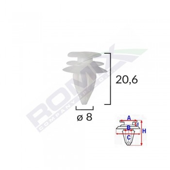 Clips Tapiterie Pentru Bmw 8X20.6Mm - Alb Set 10 Buc