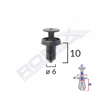 Clips Fixare Pentru Dacia Renault 6X10Mm - Negru Set 10 Buc