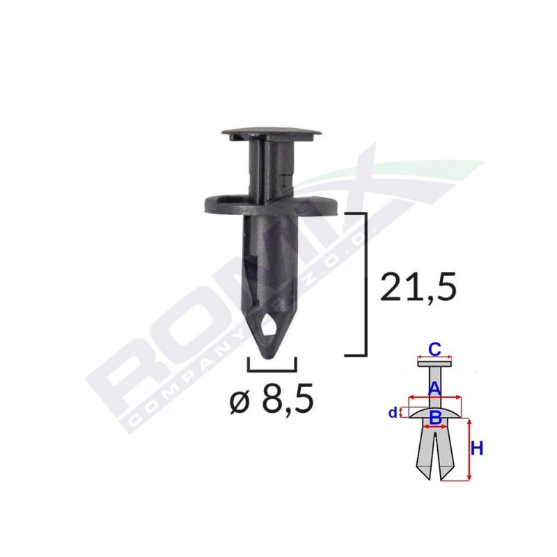 Clips Fixare Pentru Audi/Seat/Vw/Mazda/Nissan 8.5X21.5Mm - Negru Set 10 Buc