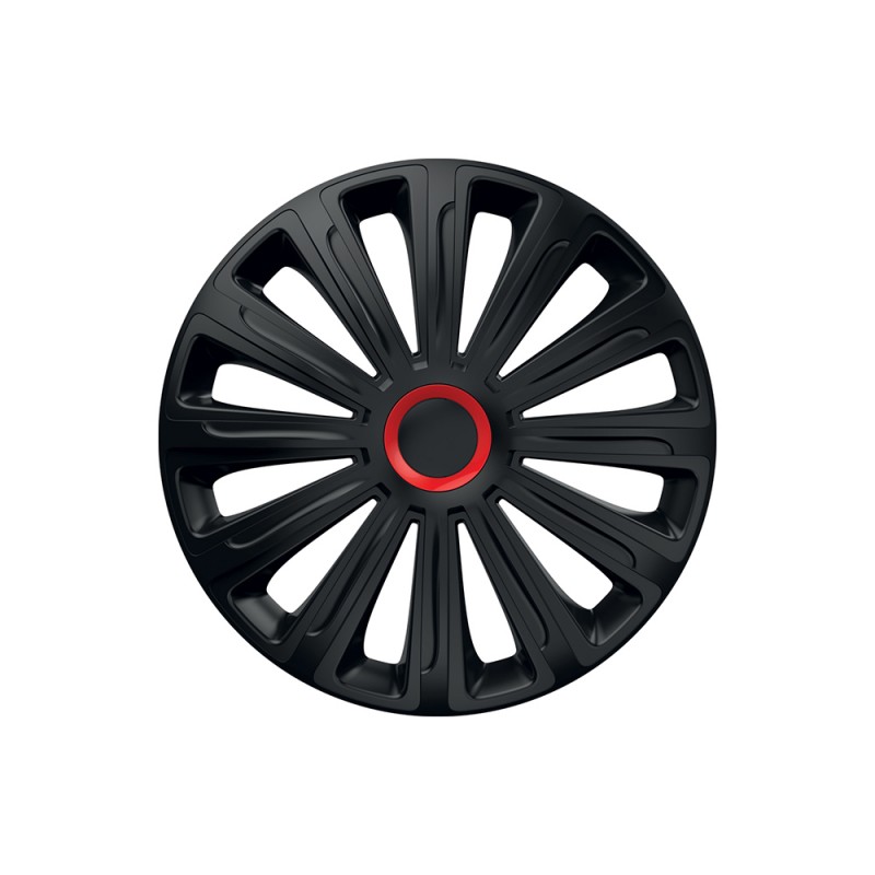 Set Capace Roti 15` Negre Cu Inel Rosu Trend