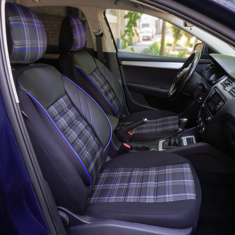 Set Huse Scaun Sport Negru-Albastru