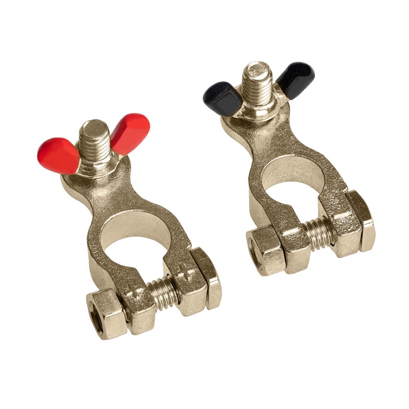 Set 2 Borne Baterie Rosu Si Negru