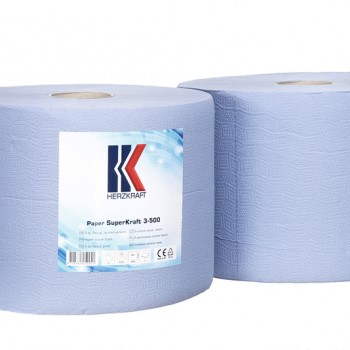 Rola Hartie Portionata Albastra 3 Straturi 36 X 38 Cm X 500 Foi (Set 2 Role)